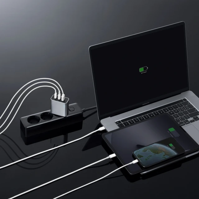 Мережевий зарядний пристрій Cuktech 65W GaN 2xUSB-C 1xUSB-A Grey (6973886190278)