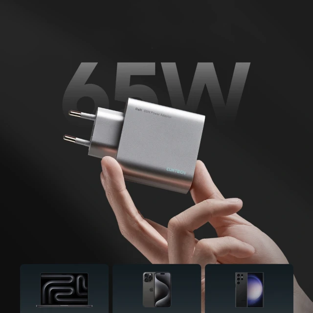 Мережевий зарядний пристрій Cuktech 65W GaN 2xUSB-C 1xUSB-A Grey (6973886190278)