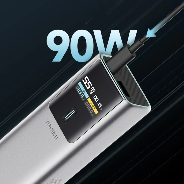 Powerbank Cuktech 150W 10000mAh USB-C USB-A Grey (6973886190674)