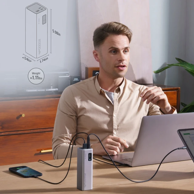 Powerbank Cuktech 85W 20000mAh 2×USB-C 1×USB-A Grey (CUKP200XGLGR)