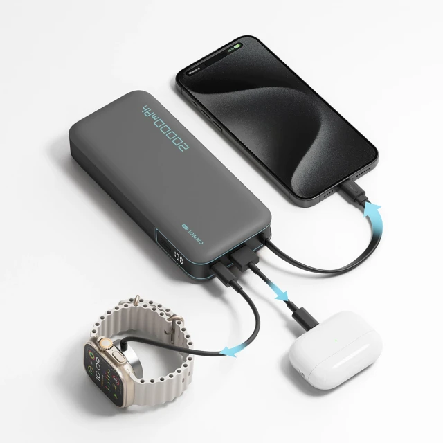 Портативний зарядний пристрій Cuktech CUKP200NGLDG 45 Вт 20000 mAh з вбудованим кабелем USB-C White (6973886190964)