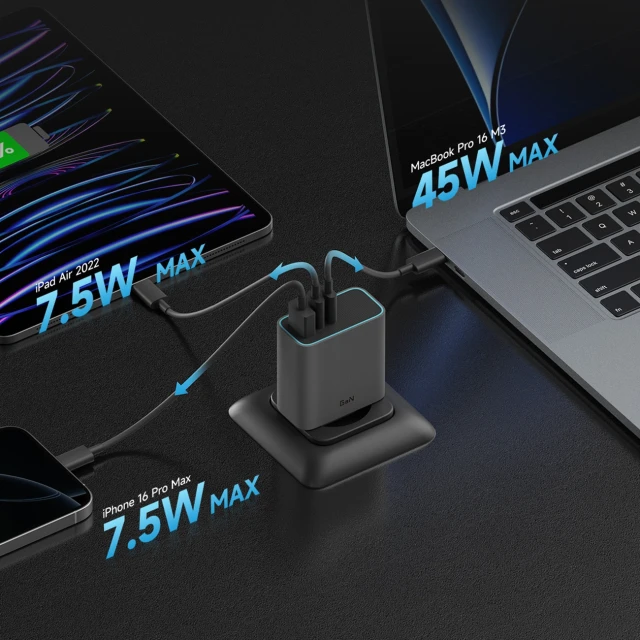 Мережевий зарядний пристрій Cuktech 65W GaN 2x USB-C 1x USB-A Grey (CUKAD653EUGR)