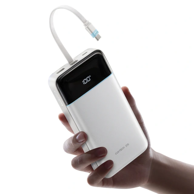 Powerbank Cuktech LPB252N 120 W 25000 mAh з вбудованим кабелем USB-C White (6973886191510)