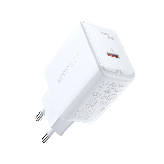 Мережевий зарядний пристрій Acefast A1 QC 20W USB-C Black (A1 black)