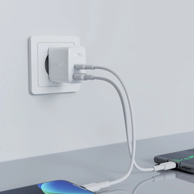 Мережевий зарядний пристрій Acefast A5 QC 32W USB-C | USB-A White (A5 white)