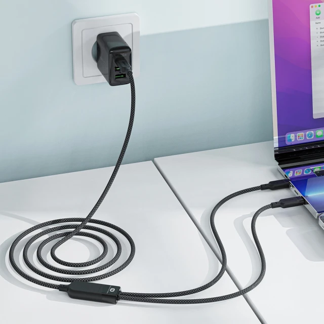 Кабель Acefast C5 USB-C - USB-C / USB-C 2в1 100W Black (C5-11)