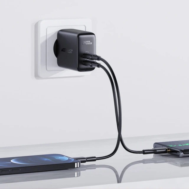 Сетевое зарядное устройство Acefast A9 QC 40W 2x USB-C Black (A9 black)