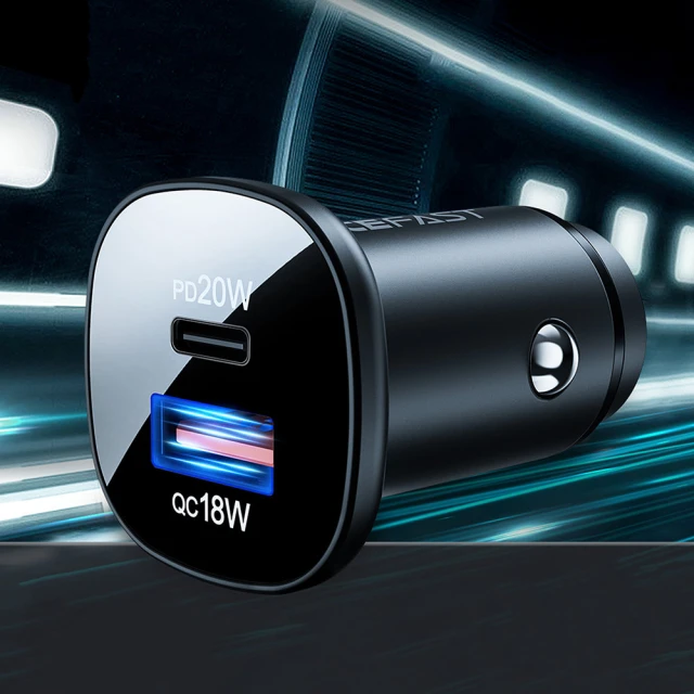 Автомобільний зарядний пристрій Acefast B1 Quick Charge USB-C/USB-A 38W Black (B1 Black)