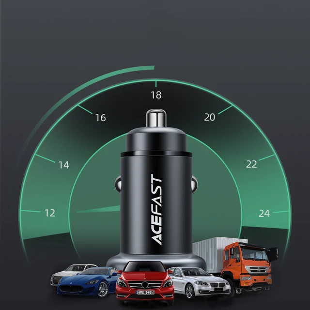 Автомобільний зарядний пристрій Acefast B1 Quick Charge USB-C/USB-A 38W Black (B1 Black)