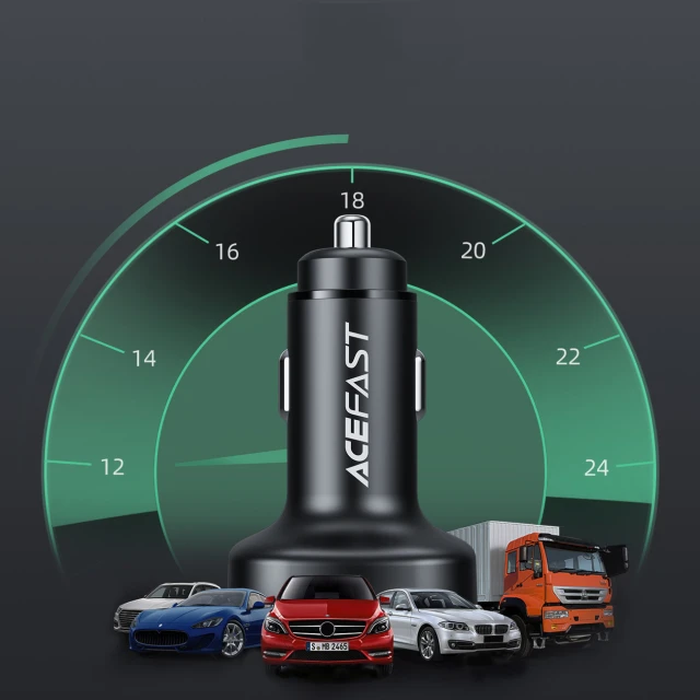 Автомобільний зарядний пристрій Acefast B3 Quick Charge 2xUSB-С/USB-А 66W Black (B3 Black)