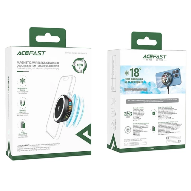 Бездротовий зарядний пристрій Acefast Cooling System 10W Dark Grey with MagSafe (E2)