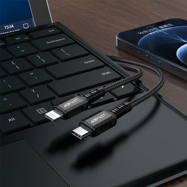 Кабель Acefast MFI USB-C to Lightning 1.2m 30W Black (C1-01 Black)