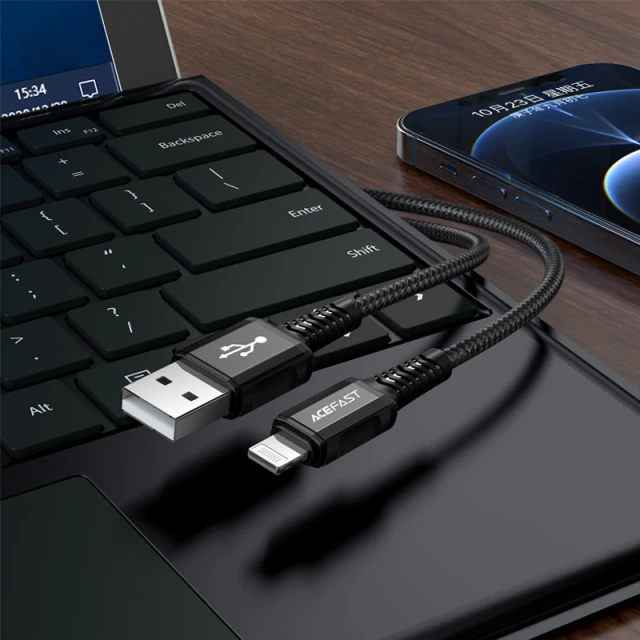 Кабель Acefast MFI USB-A to Lightning 1.2m Black (C1-02 Black)