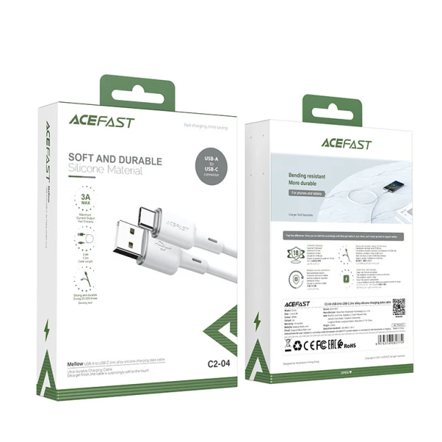 Кабель Acefast USB-A to USB-C 1.2m White (C2-04-A-C white)