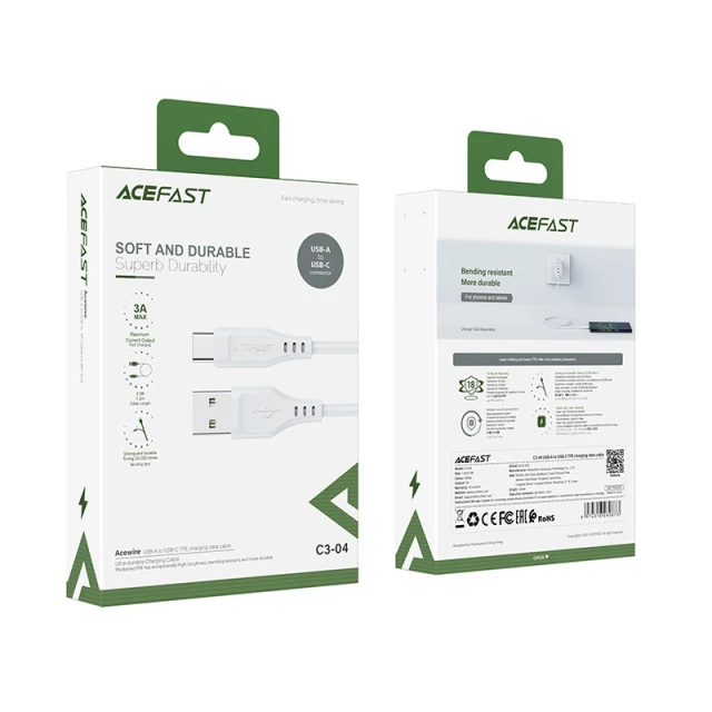 Кабель Acefast USB-A to USB-C 1.2m White (C3-04-A-C white)