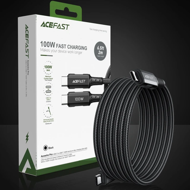 Кабель Acefast USB-C to USB-C 2m 100W Black (C4-03 Black)