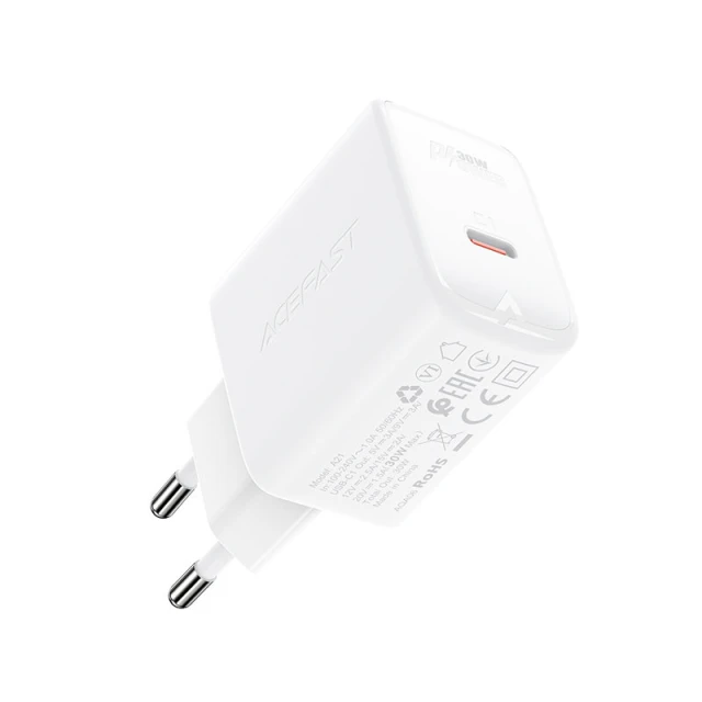 Мережевий зарядний пристрій Acefast A21 QC 30W USB-C White (A21 white)