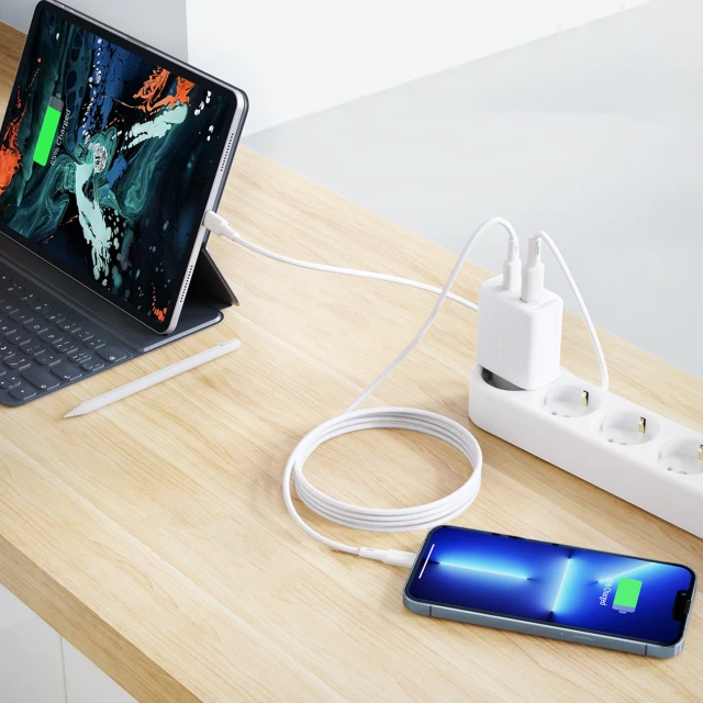 Мережевий зарядний пристрій Acefast A25 QC 20W USB-C | USB-A White (A25 white)