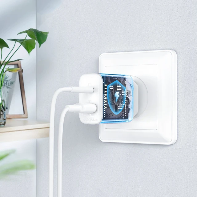 Мережевий зарядний пристрій Acefast A25 QC 20W USB-C | USB-A White (A25 white)
