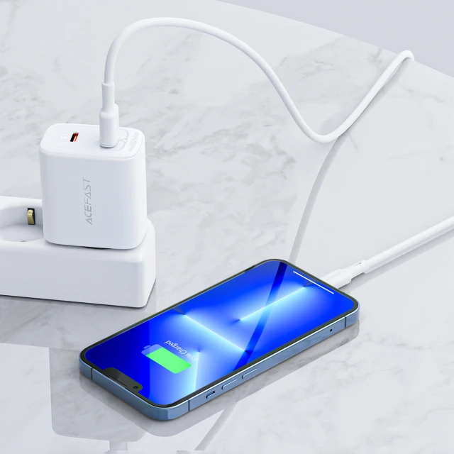 Мережевий зарядний пристрій Acefast A25 QC 20W USB-C | USB-A White (A25 white)