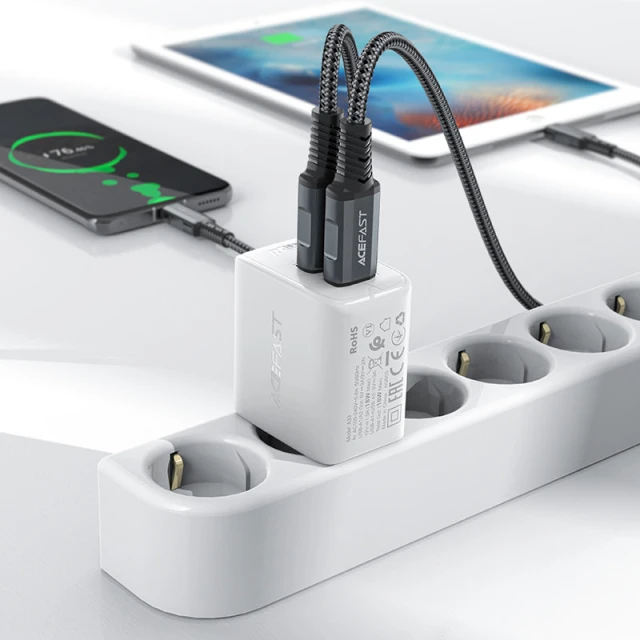 Мережевий зарядний пристрій Acefast A33 QC 18W 2xUSB-А White (A33 white)