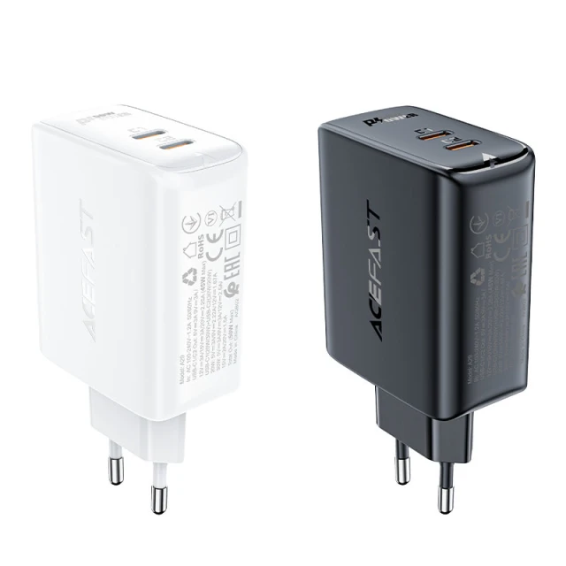 Мережевий зарядний пристрій Acefast A29 PD 50W 2xUSB-C Black (A29 black)