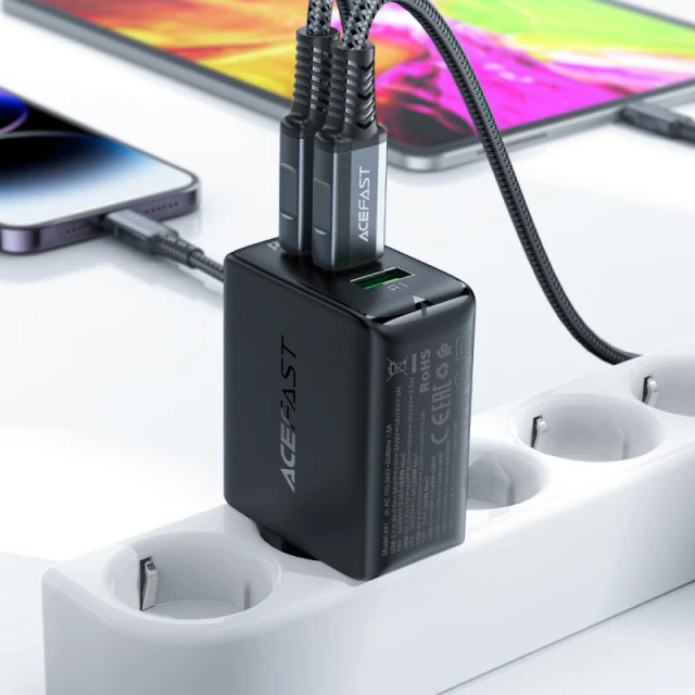 Мережевий зарядний пристрій Acefast A41 QC 65W 2xUSB-C | USB-A White (A41-white)