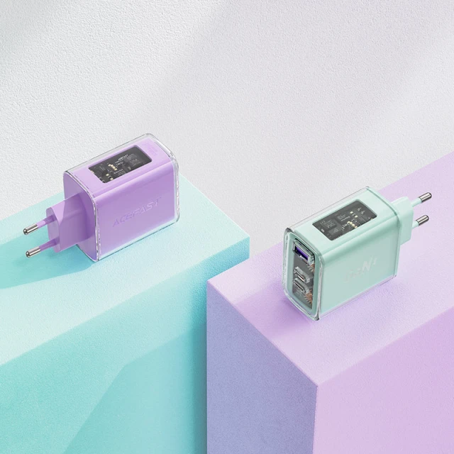 Мережевий зарядний пристрій Acefast A45 65W 2xUSB-C | USB-A Purple Alfalfa (A45-purple)