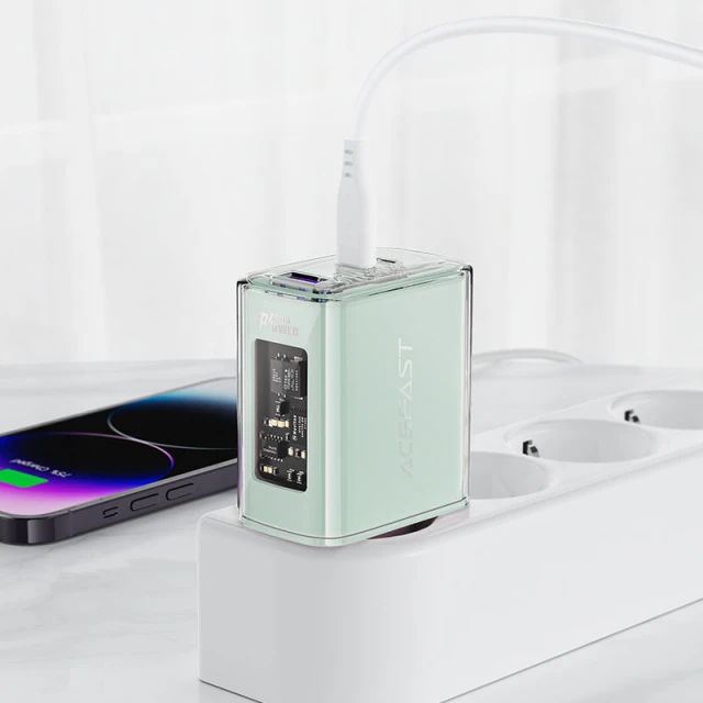 Мережевий зарядний пристрій Acefast A45 65W 2xUSB-C | USB-A Purple Alfalfa (A45-purple)