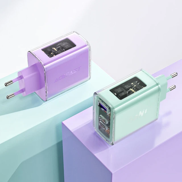 Мережевий зарядний пристрій Acefast A45 65W 2xUSB-C | USB-A Mountain Mist (A45-mist)
