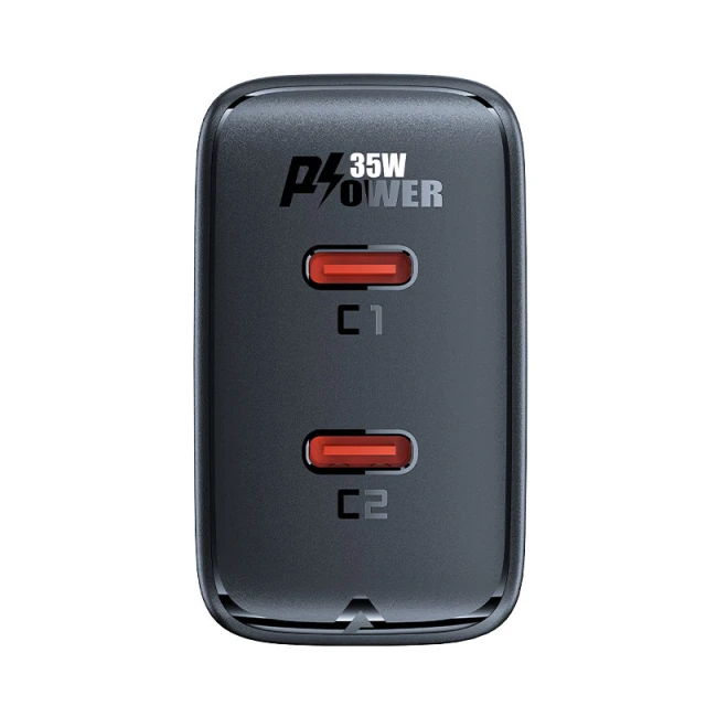 Мережевий зарядний пристрій Acefast A49 35W 2xUSB-C Black (A49)