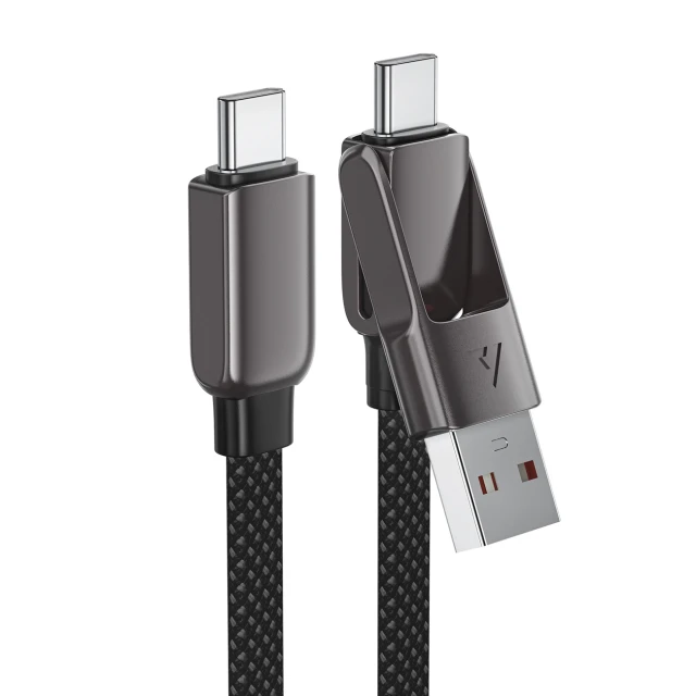Кабель Acefast C13-04 USB-C - USB-A / USB-C 480Mb/s 3A 1.2m Black (6974316282334)