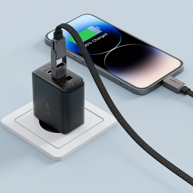 Кабель Acefast C13-04 USB-C - USB-A / USB-C 480Mb/s 3A 1.2m Black (6974316282334)