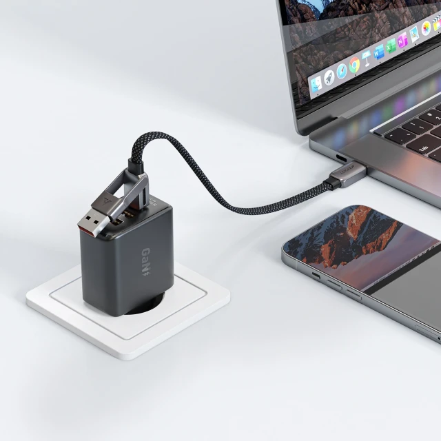 Кабель Acefast C13-05 USB-C - USB-A / USB-C 480Mb/s 3A 0.2m Black (6974316283539)