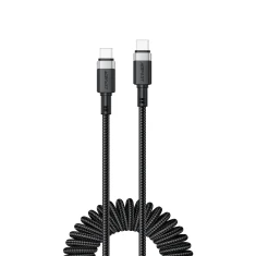 Кабель Acefast C14-03 USB-C - USB-C пружинный 480Mb/s 3A 1.2m Black (6974316283706)