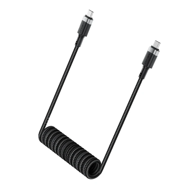 Кабель Acefast C14-03 USB-C - USB-C пружинний 480Mb/s 3A 1.2m Black (6974316283706)
