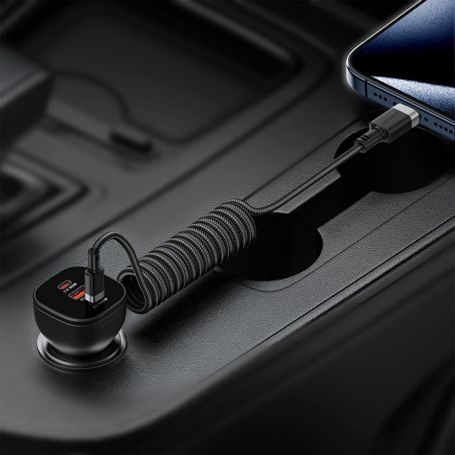 Кабель Acefast C14-03 USB-C - USB-C пружинний 480Mb/s 3A 1.2m Black (6974316283706)