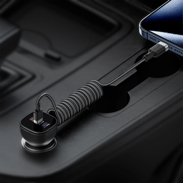 Кабель Acefast C14-04 USB-A - USB-C пружинний 480Mb/s 3A 1.2m Black (6974316283713)