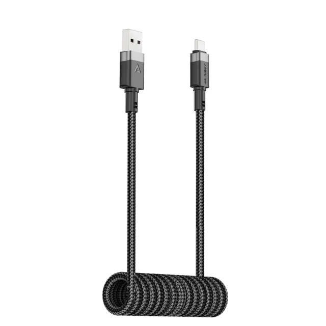 Кабель Acefast C14-04 USB-A - USB-C пружинний 480Mb/s 3A 1.2m Black (6974316283713)