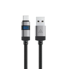 Кабель Acefast C15-04 USB-A - USB-C с дисплеем 480Mb/s 66W 1.2m Black (6974316283737)