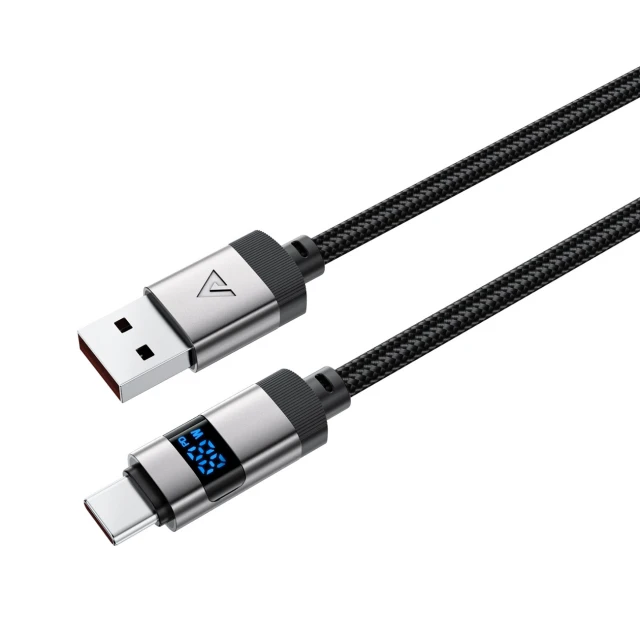 Кабель Acefast C15-04 USB-A - USB-C с дисплеем 480Mb/s 66W 1.2m Black (6974316283737)
