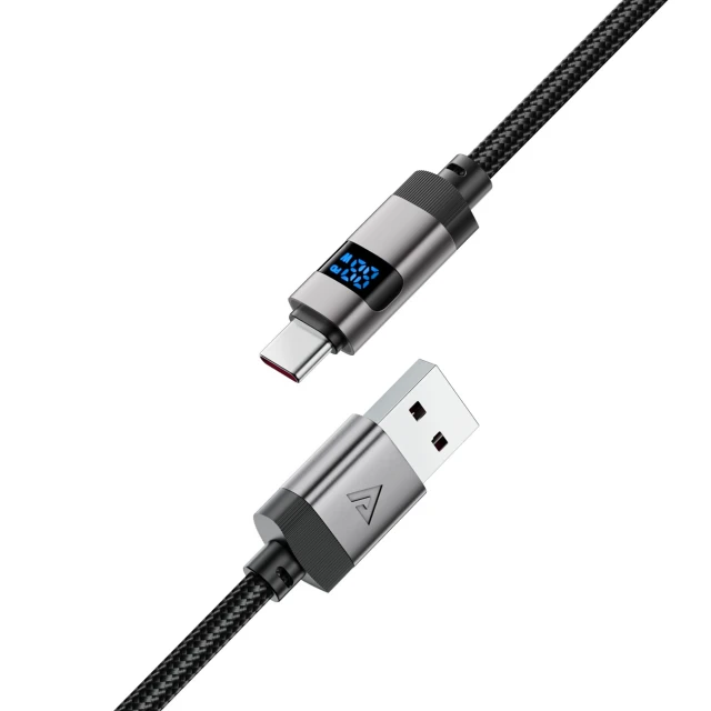 Кабель Acefast C15-04 USB-A - USB-C с дисплеем 480Mb/s 66W 1.2m Black (6974316283737)