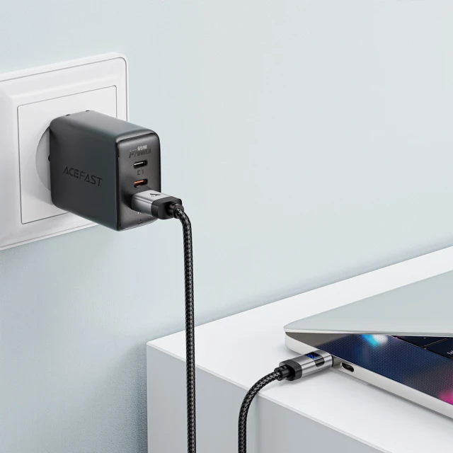 Кабель Acefast C15-04 USB-A - USB-C с дисплеем 480Mb/s 66W 1.2m Black (6974316283737)