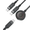 Кабель 3в1 Acefast C6-11 USB-C - 2x USB-C / Qi 480Mb/s 100W 1.2m Black (6974316283799)