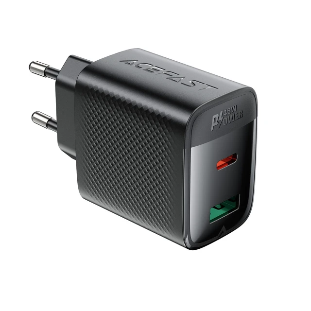 Зарядний пристрій Acefast A106 GaN PD 45W USB-C USB-A Black (6974316284031)