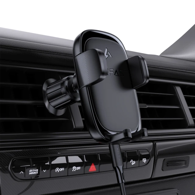 Автотримач Acefast D48 з бездротовою зарядкою на дефлектор Black (Acefast D48)