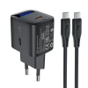 Мережевий зарядний пристрій Acefast A113 GaN PD 20W USB-C з дисплеєм з кабелем USB-C Black (Acefast A113)