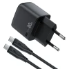 Мережевий зарядний пристрій Acefast A113 GaN PD 20W USB-C з дисплеєм з кабелем USB-C Black (Acefast A113)