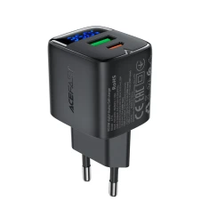 Мережевий зарядний пристрій Acefast A116 GaN PD 35W USB-A USB-C з дисплеєм Black (Acefast A116)
