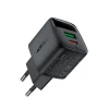 Мережевий зарядний пристрій Acefast A116 GaN PD 35W USB-A USB-C з дисплеєм Black (Acefast A116)